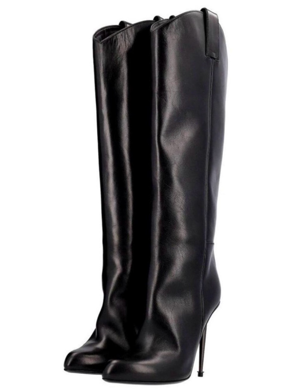 Tom Ford Black Knee-High Leather Stiletto Boots